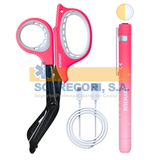 Combo Tijera Multiuso y Foco Pupilar recargable rosados