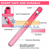 Combo Tijera Multiuso y Foco Pupilar recargable rosados