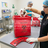 Bolsa MEDIANA para residuos biopeligrosos - bioinfecciosos 30 x 47 cm Paquete 10 unidades
