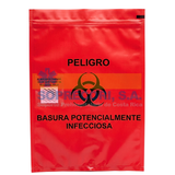 Bolsa MEDIANA para residuos biopeligrosos - bioinfecciosos 30 x 47 cm Paquete 10 unidades