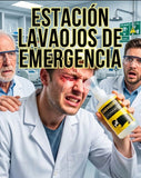 Estación Lavaojos de Emergencia con dispensadores y solución fisiológica para irrigación